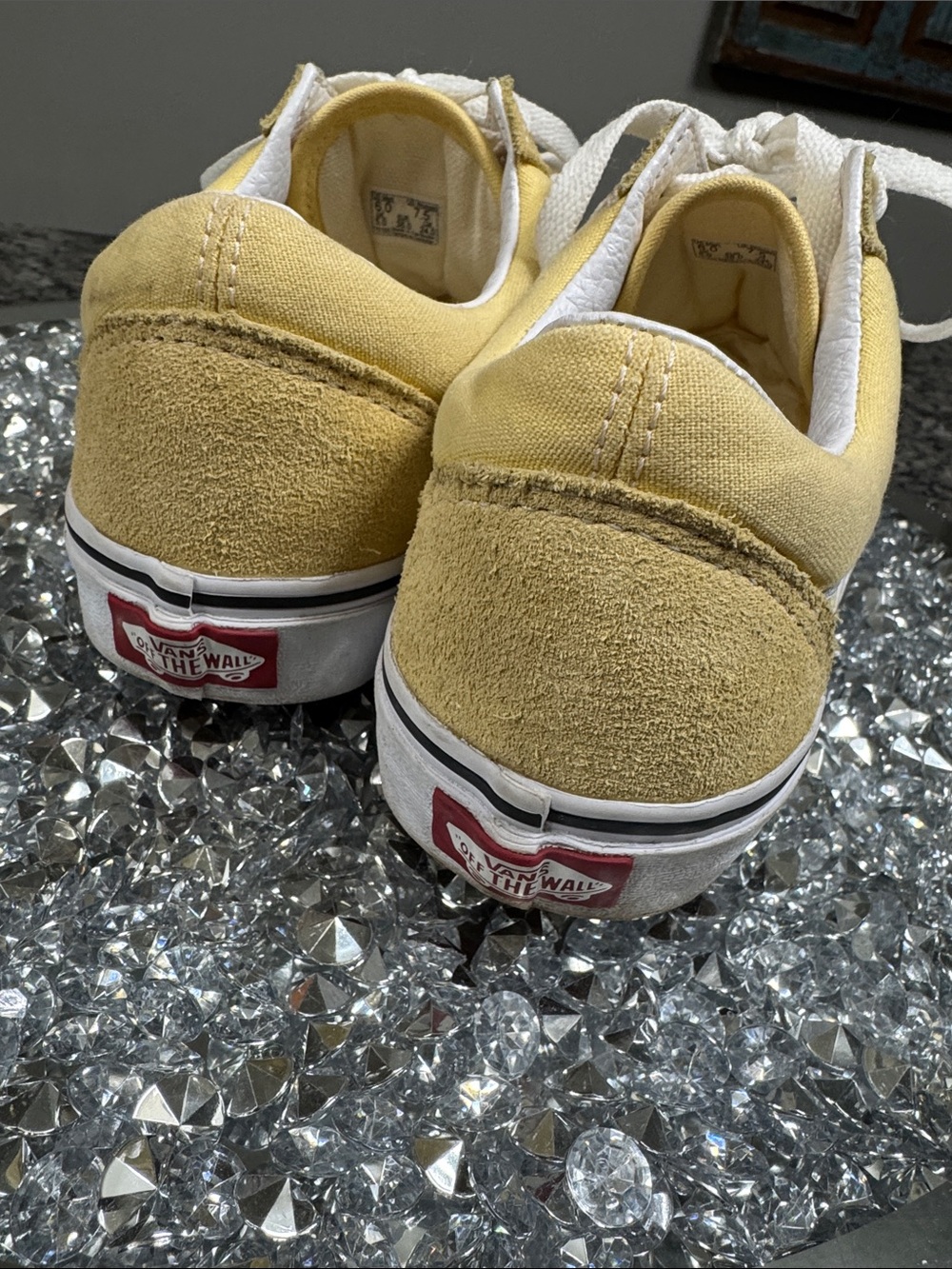 Vans Yellow Low-Top Canvas and suede Sneakers White Stripe logo EUC 7.5 - Picture 11 of 13